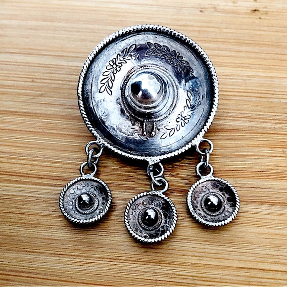 $62Signed Designer Sterling Silver Estate BroochMarked 925 JDSR 10-51 MEXICO